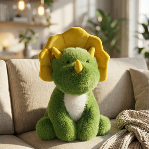 Peluche Triceratops Personnalisable Adorable avec Collier <span class=keywords><strong>de</strong></span> Franges Jaune Ultra Doux pour Soulager le Stress, Câliner et Offrir – Pour <span class=keywords><strong>les</strong></span> Fans <span class=keywords><strong>de</strong></span> Dinosaures <span class=keywords><strong>de</strong></span> Tous Âges - Product Image 3
