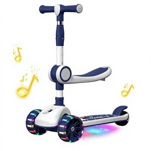 Patinete de Plástico para Niños 2 en 1, Patinete con Pedales para Niños, Carro Deslizante Plegable con Luz y Música - Product Image 1