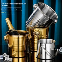 Seau à glace en acier inoxydable doré épais avec tête de tigre, durable, logo personnalisé pour bar, fête, boissons gazeuses, bière