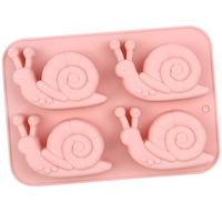 Moule en silicone HY à 4 cavités en forme d'escargot pour chocolat, bonbons, savon, plâtre, résine, décoration de gâteaux