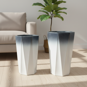 Set di 2 Grandi Vasi in Ceramica Smaltata per Piante Succulente e Piccoli Alberi, Design Moderno Stile Fattoria per Interni ed Esterni - Product Image 6