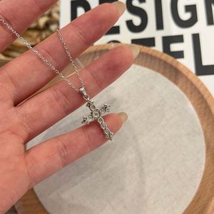 Dylam Elegance Jewelry 925 Silver Rhodium Plated Link <b>Chain</b> D VVS1 Moissanite Stones <b>Cross</b> Pendant Necklace for Women Jewellery - Product Image 4