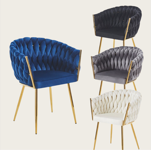 Sedie da Pranzo in Velluto Nero con Braccioli e Gambe in Metallo Argento, Moderne Sedie Imbottite Rosa per Caffè, Morbide Sedie Beige e Bianche - Product Image 3