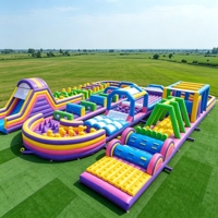 Parcours d'obstacles gonflable de qualité commerciale avec toboggan et trampoline extrême