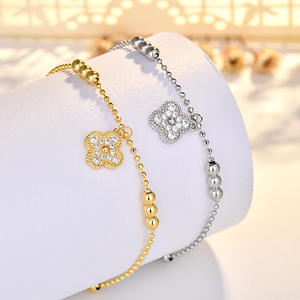 Women's Lightweight Luxury Genuine <b>Cute</b> Adjustable Clasp Design Zircon Flower Full Diamond Fine Charm <b>Bracelet</b> - Product Image 1