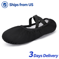 Chaussons de ballet professionnels en toile extensible 100% coton, souples, pour femmes et filles, sans lacets, semelle fendue, stock US, prix de gros