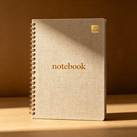 Fabricant OEM ODM, couverture en tissu de lin, carnet à spirales, logo en relief doré, journal de bureau, agenda, carnet