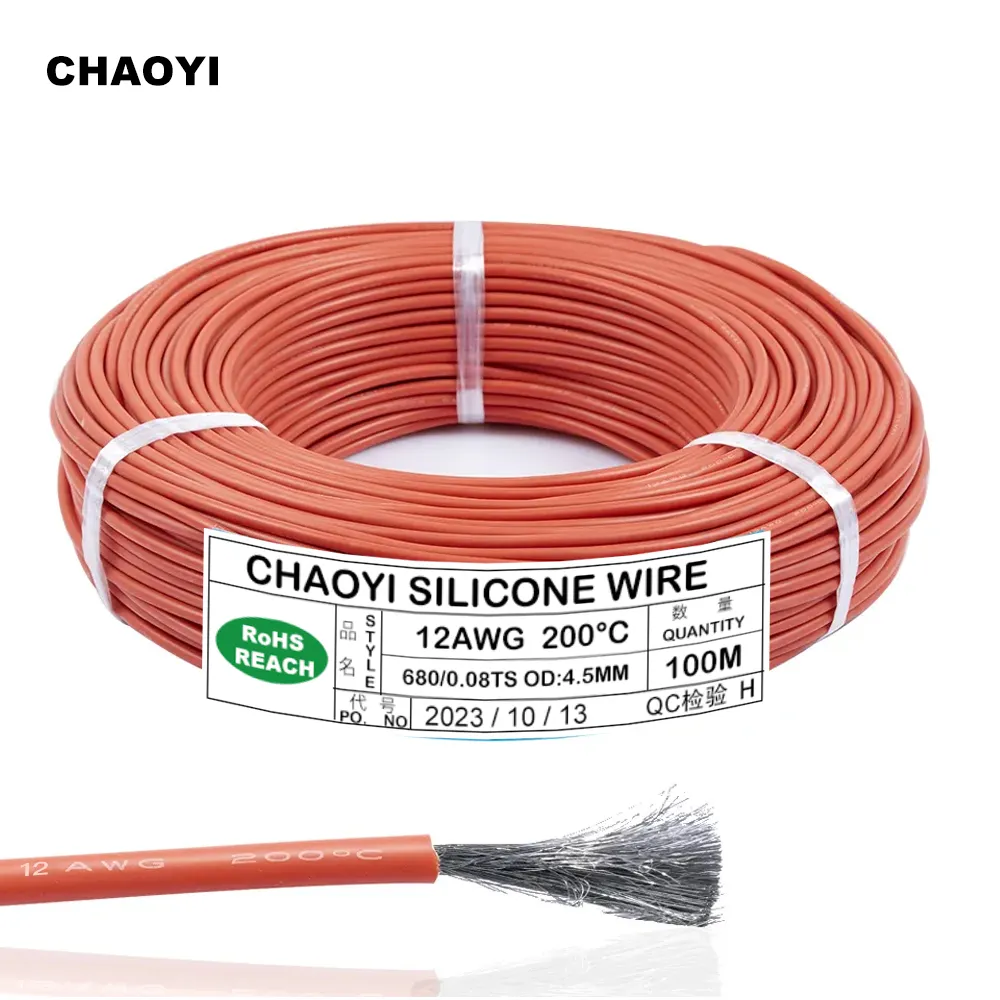 2 4 6 7 8 10 12 13 14 16 18 20 22 24AWG High Temperature Heater Resistant Stranded Copper Rubber Coated Silicone Cable Wire