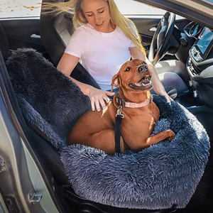 <span class=keywords><strong>Rehausseur</strong></span> de siège doux pour animaux de compagnie nid lavable portable gris en peluche lit de voyage chien pour ceinture de sécurité - Product Image 4