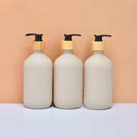 Baru 500ml 16.7oz perlengkapan Hotel kemasan Biodegradable gandum jerami plastik sampo tubuh botol Losion dengan pompa bambu