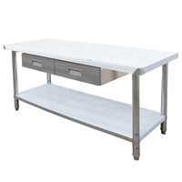 Table en acier inoxydable de 60'' * 24'' avec 2 tiroirs, poste de travail, table de préparation pour la maison, la cuisine commerciale, le restaurant, l'extérieur