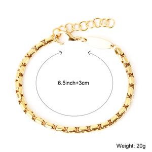 Pulsera de caja redonda de moda de alta calidad Pulsera de cadena ajustable de acero inoxidable chapado en oro de 18 quilates para mujeres y hombres - Product Image 2
