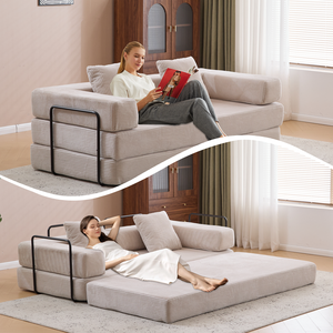 Foldable Modular Floor Sofa Bed, Free <b>Combination</b> Convertible Fleece Fabric Leisure Couch for Living Room Bedroom Apartment - Product Image 6