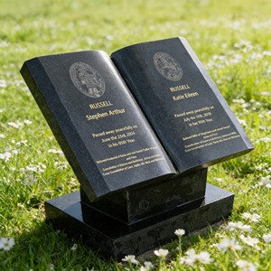 Уникальные надгробные памятники и монументы из черного гранита и мрамора, надгробия из натурального камня в форме книги - Product Image 3