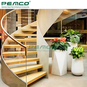 Scala decorativa per interni in vetro curvo usato per scale scale in legno e scale a chiocciola nere di lusso - Product Image 3