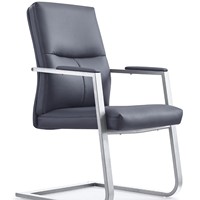 Chaise de bureau de direction ergonomique en cuir à dossier arqué, style moderne minimaliste avec structure en bois