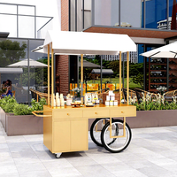 Puesto de Postres Metálico con Ruedas, Carrito Promocional Creativo para Exteriores, Desmontable y Ensamblable
