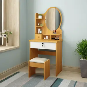 Makyaj için ayna ile yatak odası mobilyası beyaz makyaj bâtıla soyunma masa Vanity masası