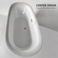 Baignoire ovale autoportante en acrylique noir et blanc BESMA avec design écologique, garantie de 3 ans, fonction de trempage pour usage hôtelier