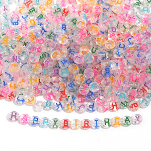 100 unids/bolsa acrílico transparente Color inferior inglés letras cuentas DIY plano redondo suelto cuentas carta cuentas pulsera - Product Image 2