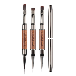 Ensemble de pinceaux pour nail art en bois de jade avec couvercle, double tête conique, pour gel UV, peinture et dégradé, dédié aux salons de manucure - Product Image 4