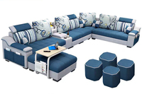 Sala de estar nuevo diseño Nuevo diseño estilo moderno de lujo multifunción compartimento grande seccional 7 plazas en forma de U conjunto de sofá marrón