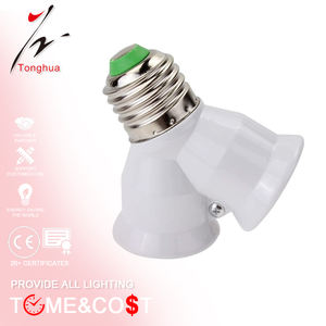 2 in 1 soket <span class=keywords><strong>E27</strong></span> Ganda dasar adaptor konverter Splitter dasar Socketr hitam adaptor - Product Image 1