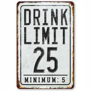 Drink Limit 25 Vintage Tin Sign Wall Signs for Home Decor Kitchen 8"x 12"