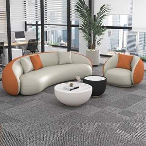 أريكة مكتب حديثة فاخرة خفيفة مع جلد اصطناعي مع مخلب قطة تصميم منحني لغرفة المعيشة وغرف المؤتمرات التجارية - Product Image 2