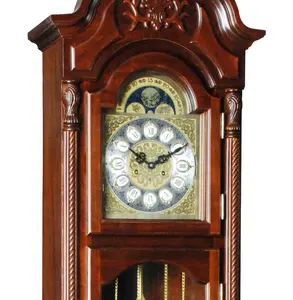 Grand-père étage pendule horloge ton or et arqué avec pendule et double carillons