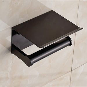 Moderno <span class=keywords><strong>Portarrollos</strong></span> de Papel Higiénico Autoadhesivo Negro con Repisa, <span class=keywords><strong>Portarrollos</strong></span> de Papel Higiénico con Repisa para Teléfono - Product Image 5