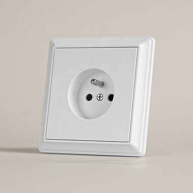 EU Standard Single French Socket Type E Wall Outlet with White Color 16A 250V Ground Socket Outlet 90*90mm