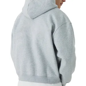 Nouveau sweat à capuche double épais 100 % coton avec fermetures éclair, coupe unisexe, anti-plis, poche imprimée, ODM - Product Image 3