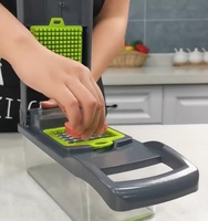 Coupe-légumes populaire pour la cuisine, fonctionnel, manuel, durable, 16-en-1, lames en acier inoxydable, antiadhésif, facile à nettoyer