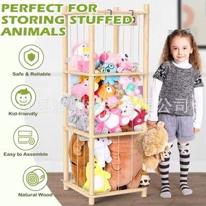 Our Zo Solid Wood <b>Plush</b> Toy Organizer <b>Large</b> Square Type Natural Color 1st Floor Storage Rack For Baby Room Display - Product Image 5