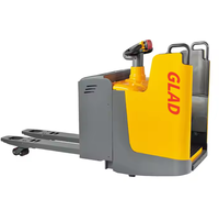 Chariot élévateur électrique jaune 2 tonnes en promotion, batterie plomb-acide, transmission intégrale, déplaceur latéral électrique, garantie 1 an, pneus en polyuréthane