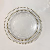 Assiettes de présentation en plastique perlé doré de 13 pouces Vaisselle Assiettes à dîner Décoration de mariage Assiette de présentation en plastique transparent pour fête