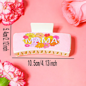 Pince à cheveux en similicuir motif floral rectangulaire pour maman, accessoires pour cheveux thème Fête des Mères - Product Image 4