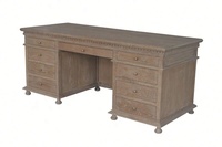 Bureau d'écriture de style rétro américain HL141, style St. James antique, sculpté à la main, design du milieu du siècle, bois de chêne vieilli