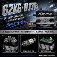 Nuevo Servo para Dron de Fotografía Aérea 2026, 62 kg, XQ-POWER XQ-8060D, Motor sin Núcleo, Carcasa de Aluminio CNC, IP67 Impermeable, Alto Voltaje