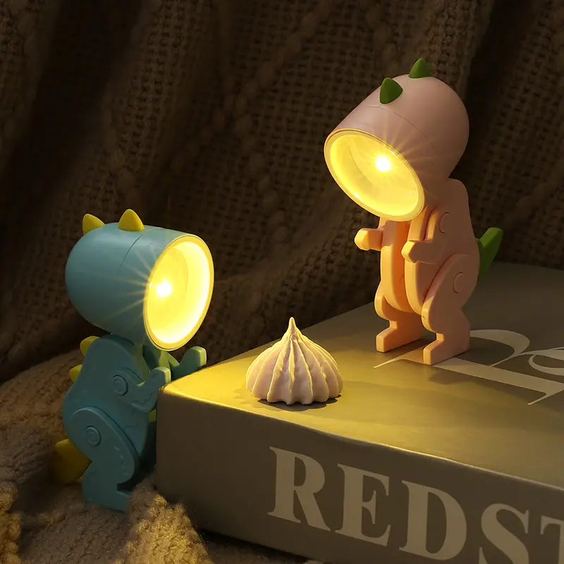 2023 sevimli Mini çocuk masası lambası karikatür hayvan şekilli dinozor gece lambası açtı