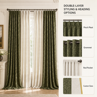 Rideaux occultants de luxe à motifs floraux gaufrés, 2 coloris, isolants thermiques, pour la décoration de villas et d'hôtels