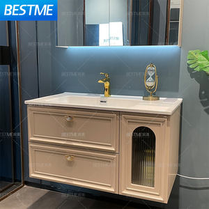 Tocador <span class=keywords><strong>de</strong></span> <span class=keywords><strong>Mickey</strong></span> Grey para Villas, lavabo <span class=keywords><strong>de</strong></span> cerámica <span class=keywords><strong>de</strong></span> madera multicapa resistente al agua, cajones dobles, tocadores <span class=keywords><strong>de</strong></span> <span class=keywords><strong>baño</strong></span> <span class=keywords><strong>de</strong></span> vidrio Changhong - Product Image 2