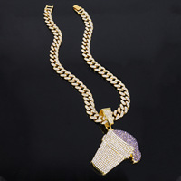 Pendentif en alliage incrusté motif crème glacée, tendance, pour hommes et femmes, style hip-hop, breloque de collier, pendentifs et breloques de mode