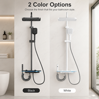 Ensemble de douche mural thermostatique à affichage numérique LED, en aluminium brossé, avec jet de pluie et jet doux