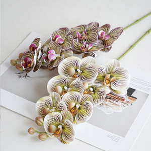 Fleurs artificielles d'orchidées Phalaenopsis à 9 têtes, texture réaliste, décoration moderne pour la maison et les mariages - Product Image 2