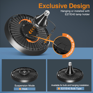 Lámpara colgante industrial DOB instalada con portalámparas E27/E40 UFO LED luces de bahía alta para garaje, almacén, taller de fábrica - Product Image 3