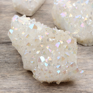 Geode <span class=keywords><strong>Grezzo</strong></span> con Cristalli Aura Rosa Iridescenti Elettroplaccati, Cluster <span class=keywords><strong>di</strong></span> <span class=keywords><strong>Cristallo</strong></span> Naturale, Quarzo Arcobaleno Trasparente - Product Image 6