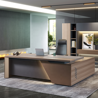 Bureau de direction de luxe en forme de L, table en bois pour PDG et managers, idéal pour les projets professionnels