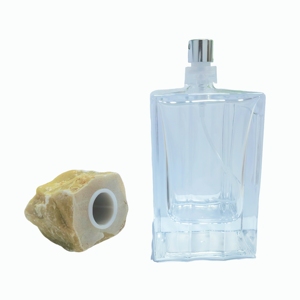 Flacon de parfum carré élégant avec bouchon en aventurine jaune chaud - Product Image 1